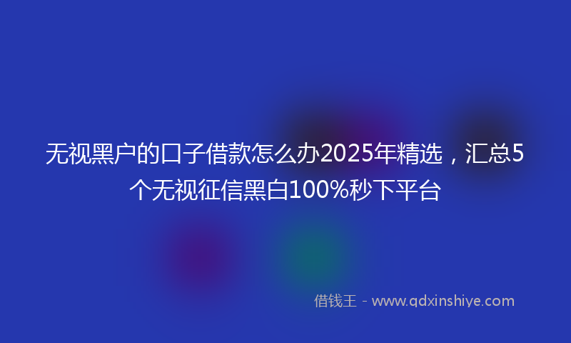 无视黑户的口子借款怎么办2025年精选，汇总5个无视征信黑白100%秒下平台