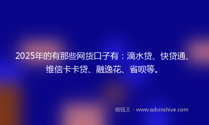 2025年的有那些网货口子有：滴水贷、快贷通、维信卡卡贷、融逸花、省呗等。