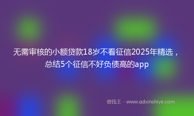 无需审核的小额贷款18岁不看征信2025年精选，总结5个征信不好负债高的app