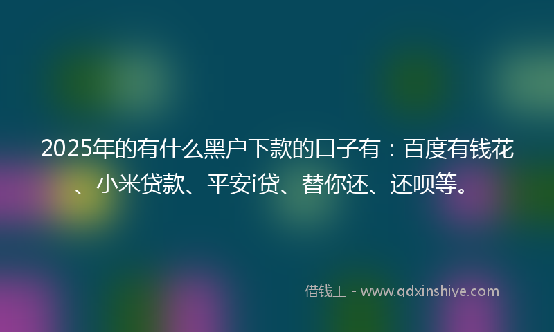 2025年的有什么黑户下款的口子有：百度有钱花、小米贷款、平安i贷、替你还、还呗等。