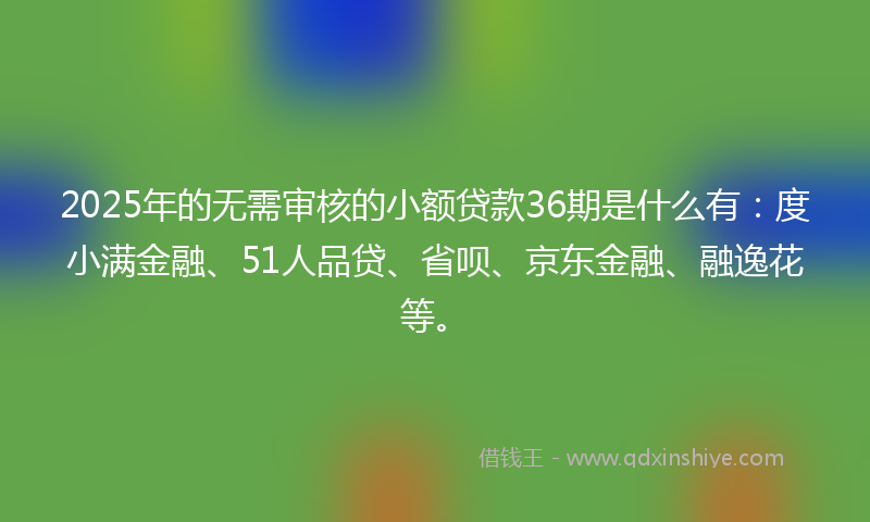 2025年的无需审核的小额贷款36期是什么有：度小满金融、51人品贷、省呗、京东金融、融逸花等。