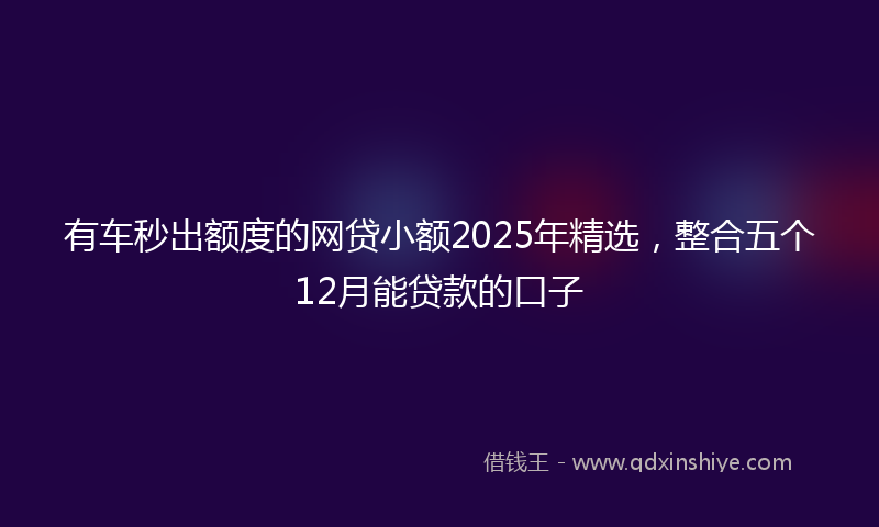 有车秒出额度的网贷小额2025年精选，整合五个12月能贷款的口子
