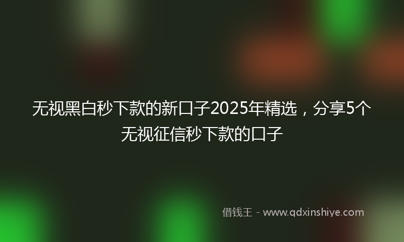 无视黑白秒下款的新口子2025年精选，分享5个无视征信秒下款的口子