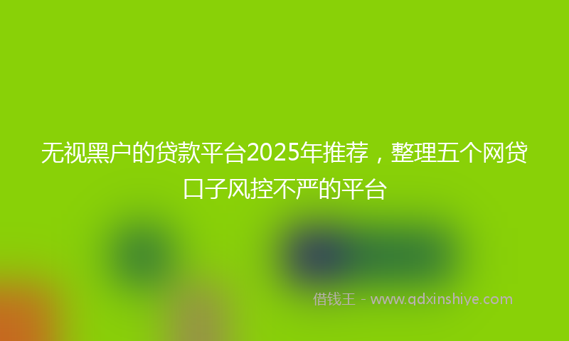 无视黑户的贷款平台2025年推荐，整理五个网贷口子风控不严的平台