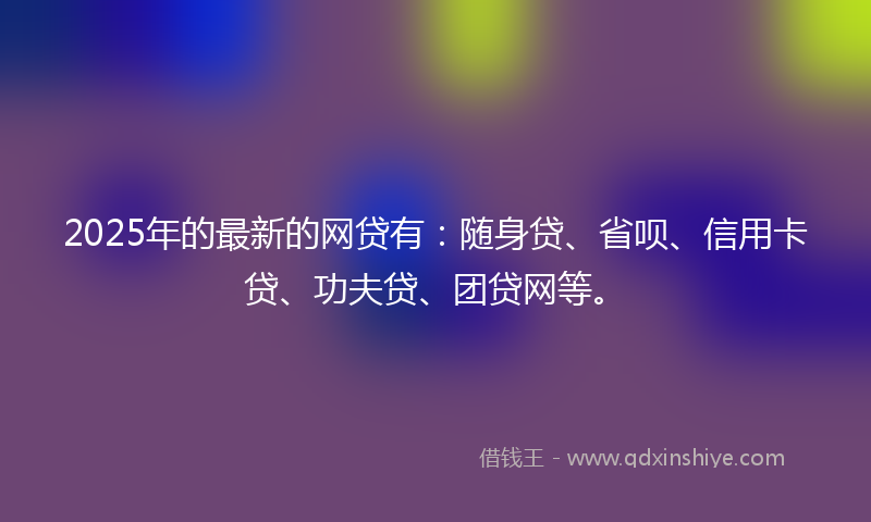 2025年的最新的网贷有：随身贷、省呗、信用卡贷、功夫贷、团贷网等。