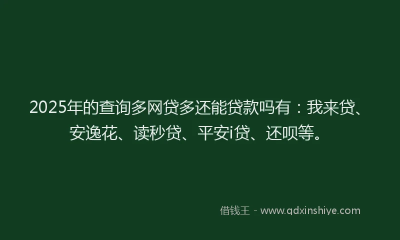 2025年的查询多网贷多还能贷款吗有：我来贷、安逸花、读秒贷、平安i贷、还呗等。