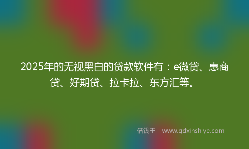 2025年的无视黑白的贷款软件有：e微贷、惠商贷、好期贷、拉卡拉、东方汇等。