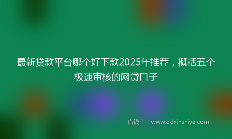 最新贷款平台哪个好下款2025年推荐，概括五个极速审核的网贷口子