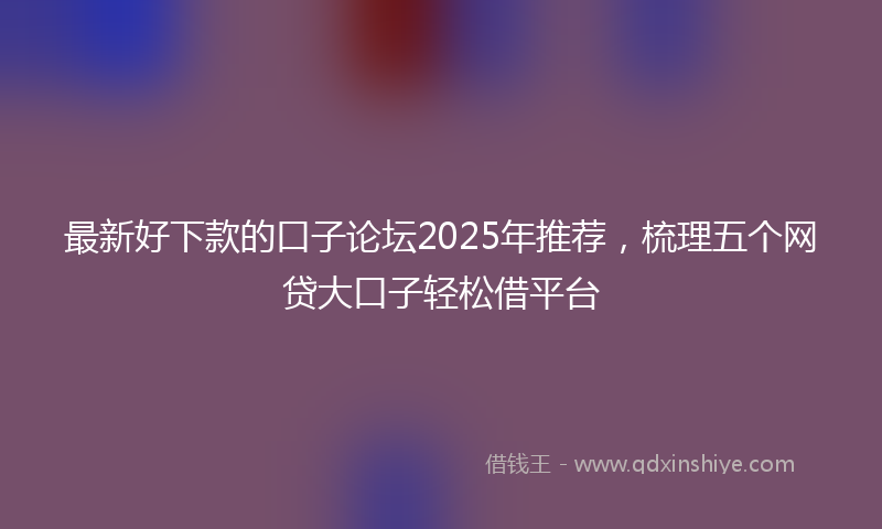 最新好下款的口子论坛2025年推荐，梳理五个网贷大口子轻松借平台