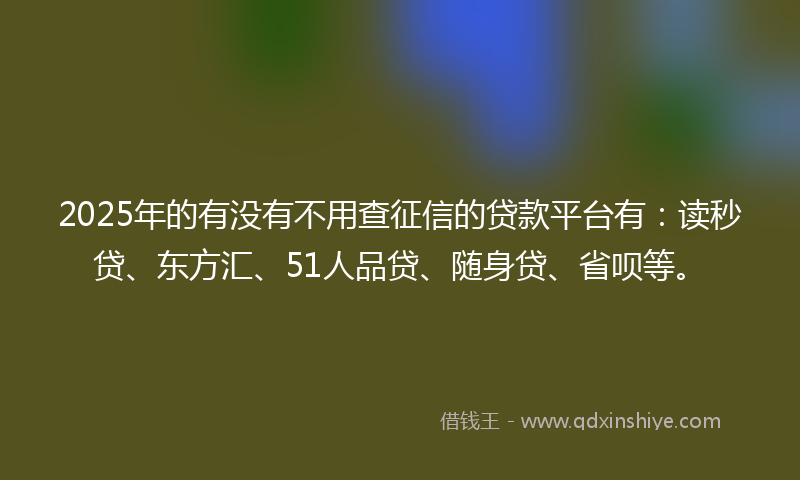 2025年的有没有不用查征信的贷款平台有：读秒贷、东方汇、51人品贷、随身贷、省呗等。