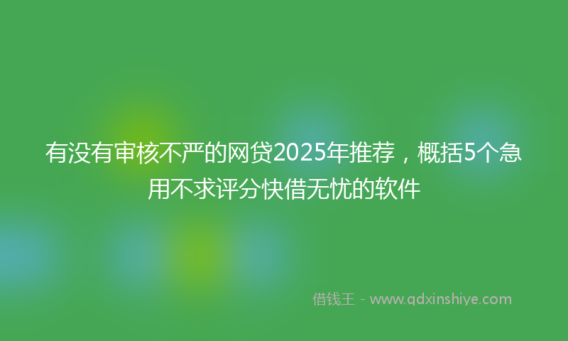 有没有审核不严的网贷2025年推荐，概括5个急用不求评分快借无忧的软件