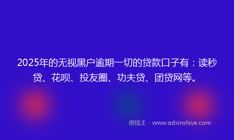 2025年的无视黑户逾期一切的贷款口子有：读秒贷、花呗、投友圈、功夫贷、团贷网等。