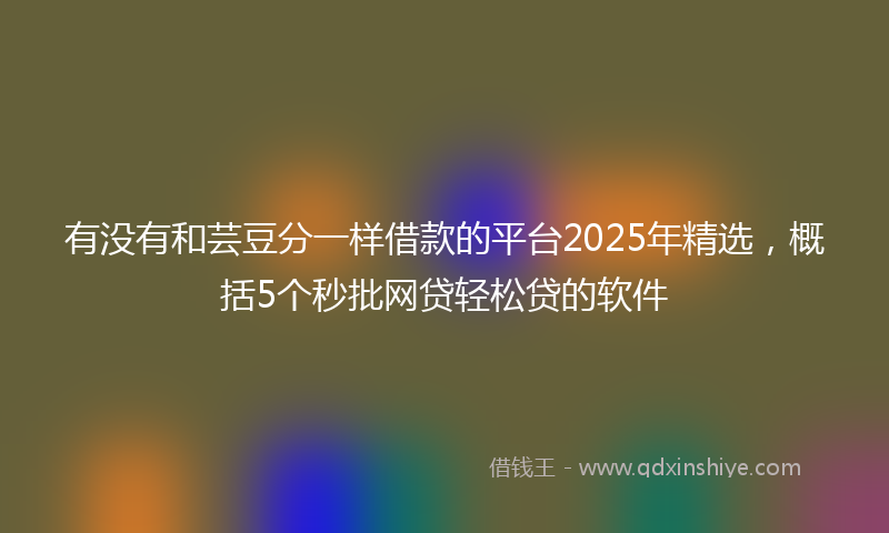 有没有和芸豆分一样借款的平台2025年精选，概括5个秒批网贷轻松贷的软件