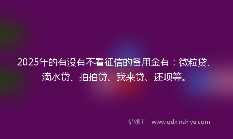2025年的有没有不看征信的备用金有：微粒贷、滴水贷、拍拍贷、我来贷、还呗等。