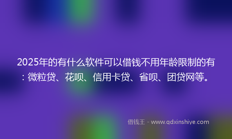 2025年的有什么软件可以借钱不用年龄限制的有：微粒贷、花呗、信用卡贷、省呗、团贷网等。