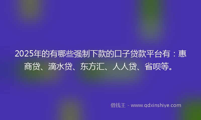 2025年的有哪些强制下款的口子贷款平台有：惠商贷、滴水贷、东方汇、人人贷、省呗等。