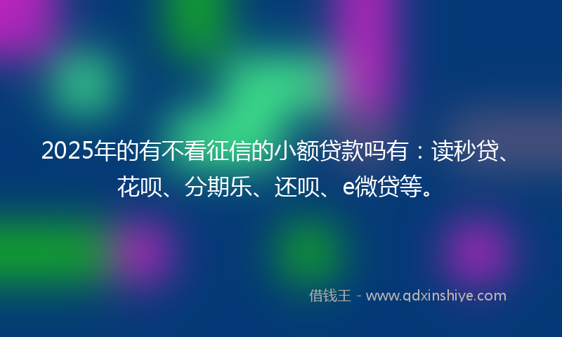 2025年的有不看征信的小额贷款吗有：读秒贷、花呗、分期乐、还呗、e微贷等。