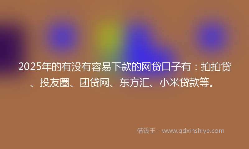 2025年的有没有容易下款的网贷口子有：拍拍贷、投友圈、团贷网、东方汇、小米贷款等。