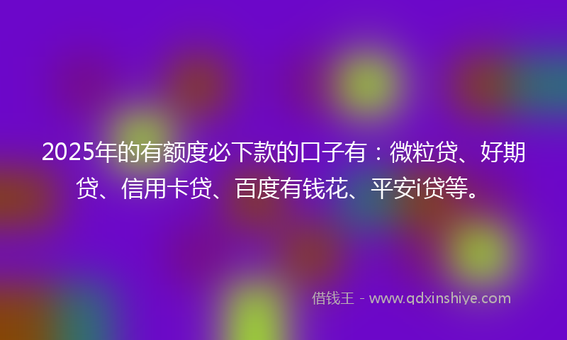 2025年的有额度必下款的口子有：微粒贷、好期贷、信用卡贷、百度有钱花、平安i贷等。