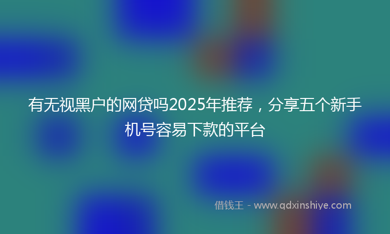 有无视黑户的网贷吗2025年推荐，分享五个新手机号容易下款的平台
