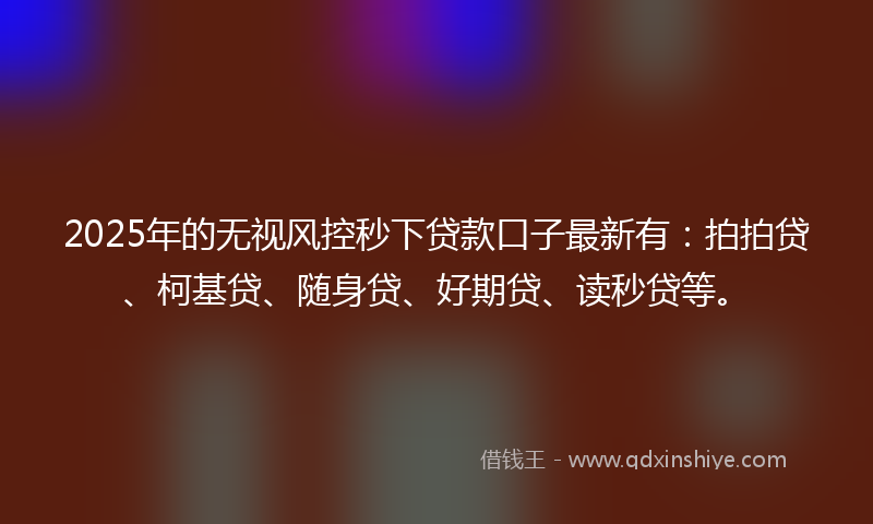 2025年的无视风控秒下贷款口子最新有：拍拍贷、柯基贷、随身贷、好期贷、读秒贷等。