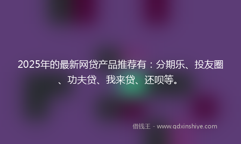 2025年的最新网贷产品推荐有：分期乐、投友圈、功夫贷、我来贷、还呗等。