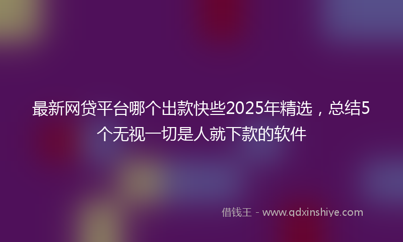 最新网贷平台哪个出款快些2025年精选，总结5个无视一切是人就下款的软件