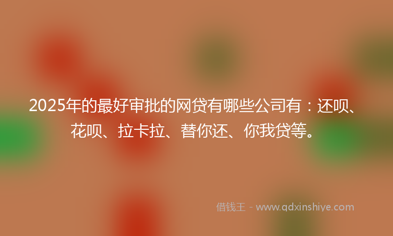 2025年的最好审批的网贷有哪些公司有：还呗、花呗、拉卡拉、替你还、你我贷等。