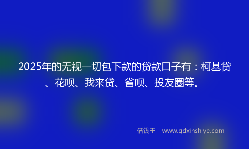 2025年的无视一切包下款的贷款口子有：柯基贷、花呗、我来贷、省呗、投友圈等。