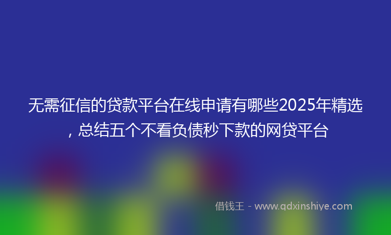 无需征信的贷款平台在线申请有哪些2025年精选，总结五个不看负债秒下款的网贷平台