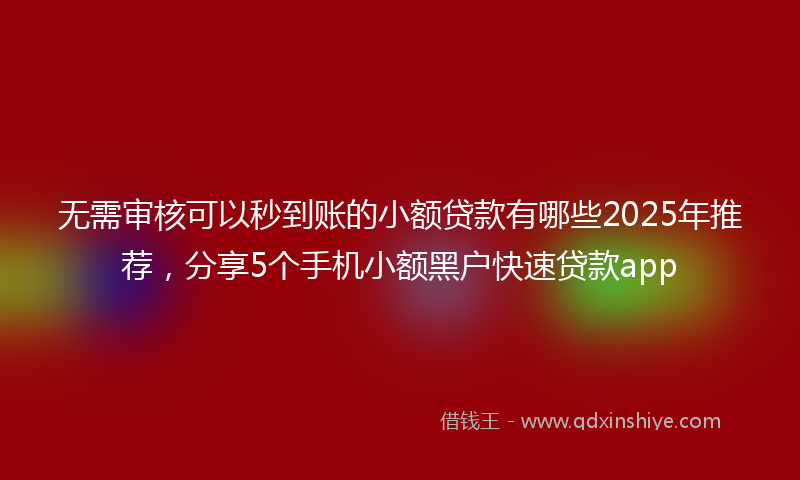 无需审核可以秒到账的小额贷款有哪些2025年推荐，分享5个手机小额黑户快速贷款app