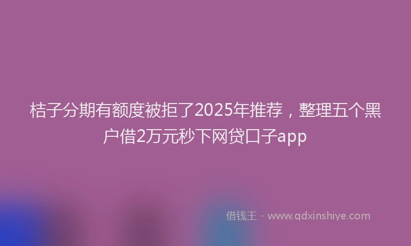 桔子分期有额度被拒了2025年推荐，整理五个黑户借2万元秒下网贷口子app