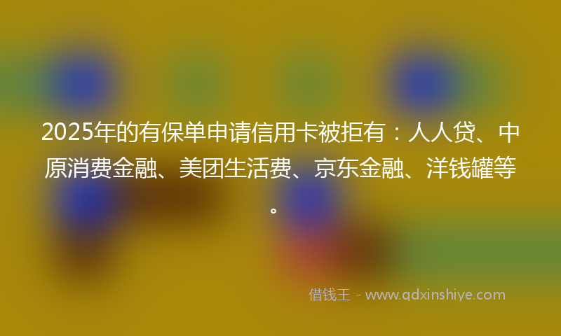 2025年的有保单申请信用卡被拒有：人人贷、中原消费金融、美团生活费、京东金融、洋钱罐等。