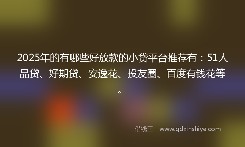 2025年的有哪些好放款的小贷平台推荐有：51人品贷、好期贷、安逸花、投友圈、百度有钱花等。