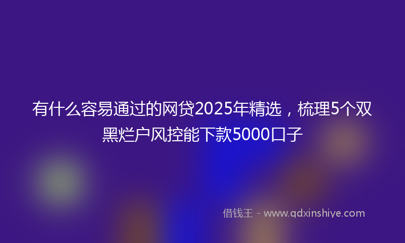 有什么容易通过的网贷2025年精选，梳理5个双黑烂户风控能下款5000口子
