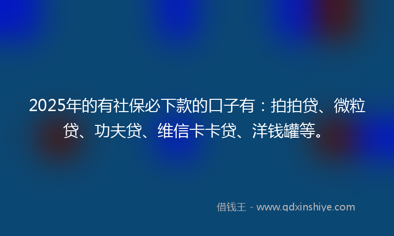 2025年的有社保必下款的口子有：拍拍贷、微粒贷、功夫贷、维信卡卡贷、洋钱罐等。