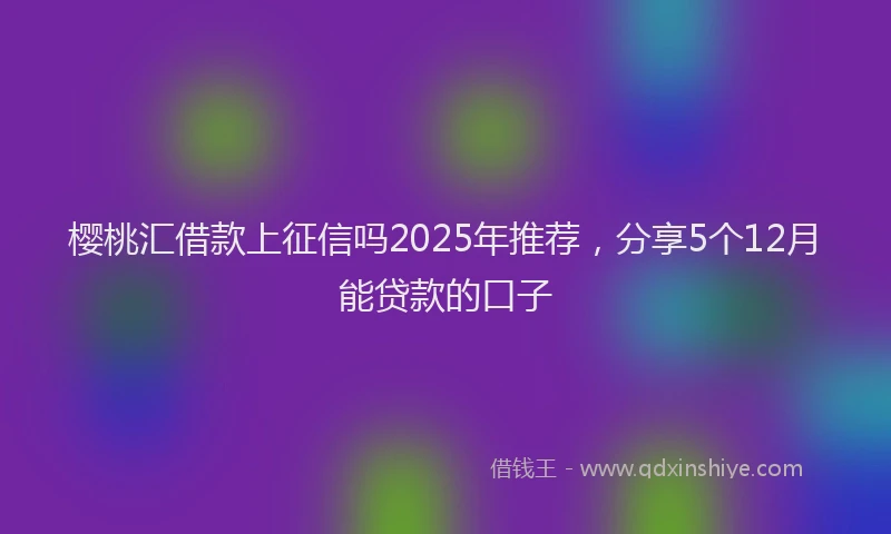 樱桃汇借款上征信吗2025年推荐，分享5个12月能贷款的口子