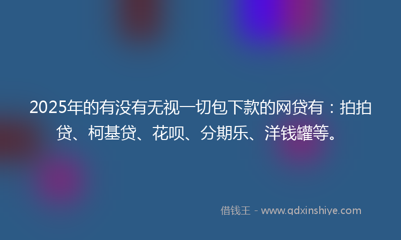 2025年的有没有无视一切包下款的网贷有：拍拍贷、柯基贷、花呗、分期乐、洋钱罐等。