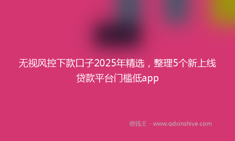 无视风控下款口子2025年精选，整理5个新上线贷款平台门槛低app