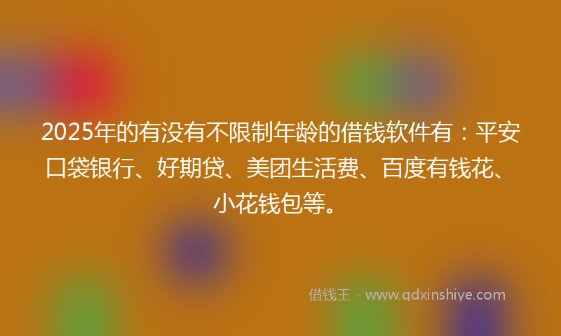 2025年的有没有不限制年龄的借钱软件有：平安口袋银行、好期贷、美团生活费、百度有钱花、小花钱包等。