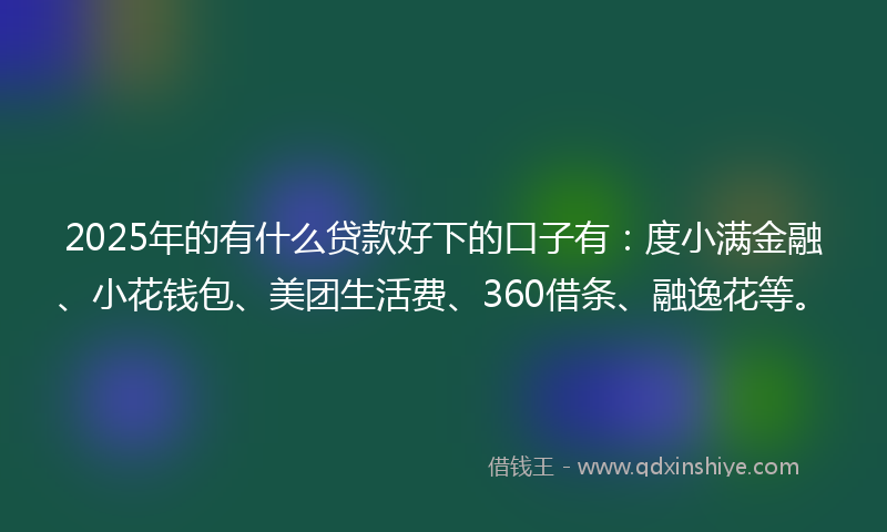 2025年的有什么贷款好下的口子有：度小满金融、小花钱包、美团生活费、360借条、融逸花等。