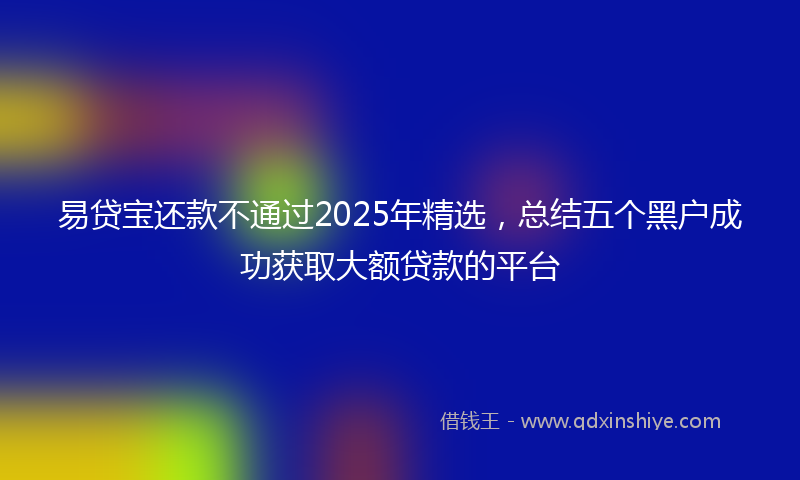 易贷宝还款不通过2025年精选，总结五个黑户成功获取大额贷款的平台