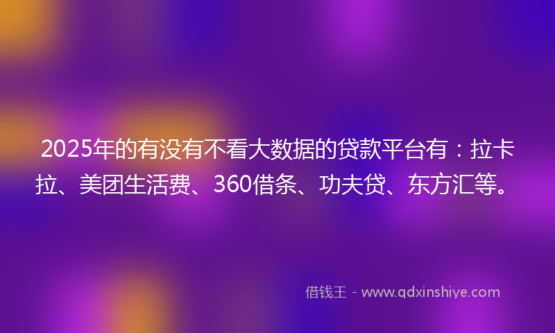 2025年的有没有不看大数据的贷款平台有：拉卡拉、美团生活费、360借条、功夫贷、东方汇等。
