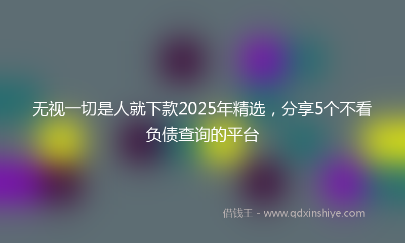 无视一切是人就下款2025年精选，分享5个不看负债查询的平台