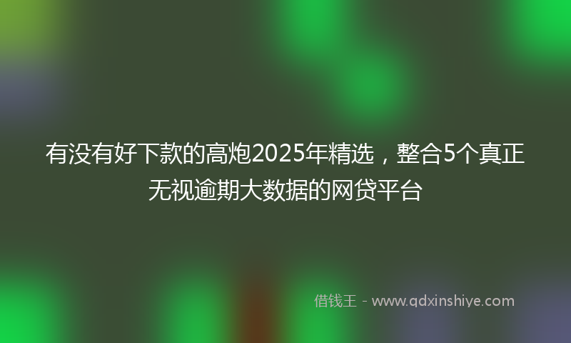 有没有好下款的高炮2025年精选，整合5个真正无视逾期大数据的网贷平台