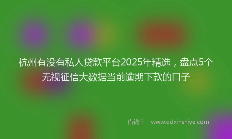 杭州有没有私人贷款平台2025年精选，盘点5个无视征信大数据当前逾期下款的口子