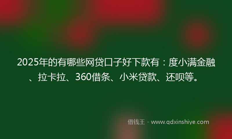 2025年的有哪些网贷口子好下款有：度小满金融、拉卡拉、360借条、小米贷款、还呗等。