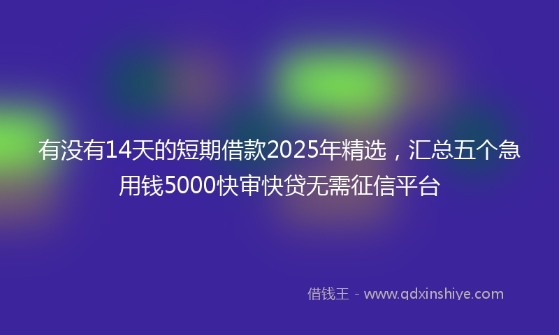 有没有14天的短期借款2025年精选，汇总五个急用钱5000快审快贷无需征信平台