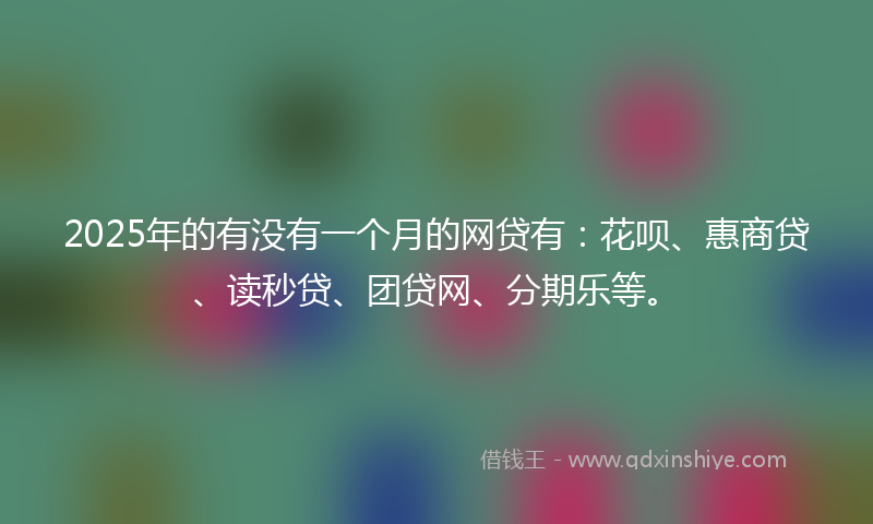 2025年的有没有一个月的网贷有：花呗、惠商贷、读秒贷、团贷网、分期乐等。