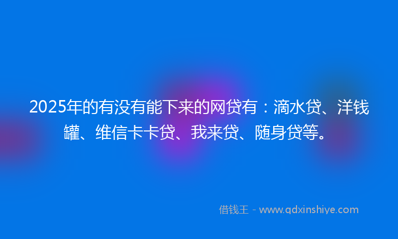 2025年的有没有能下来的网贷有：滴水贷、洋钱罐、维信卡卡贷、我来贷、随身贷等。